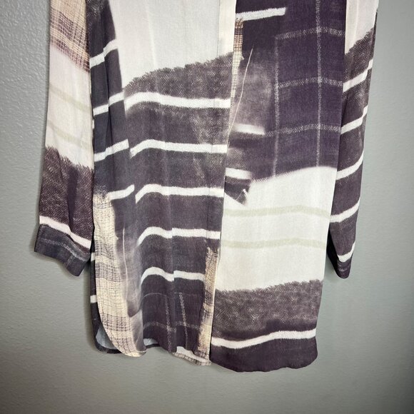 John Mark Artsy Tunic Womens Size M Viscose Long Sleeve Patchwork Full Button - Picture 4 of 7